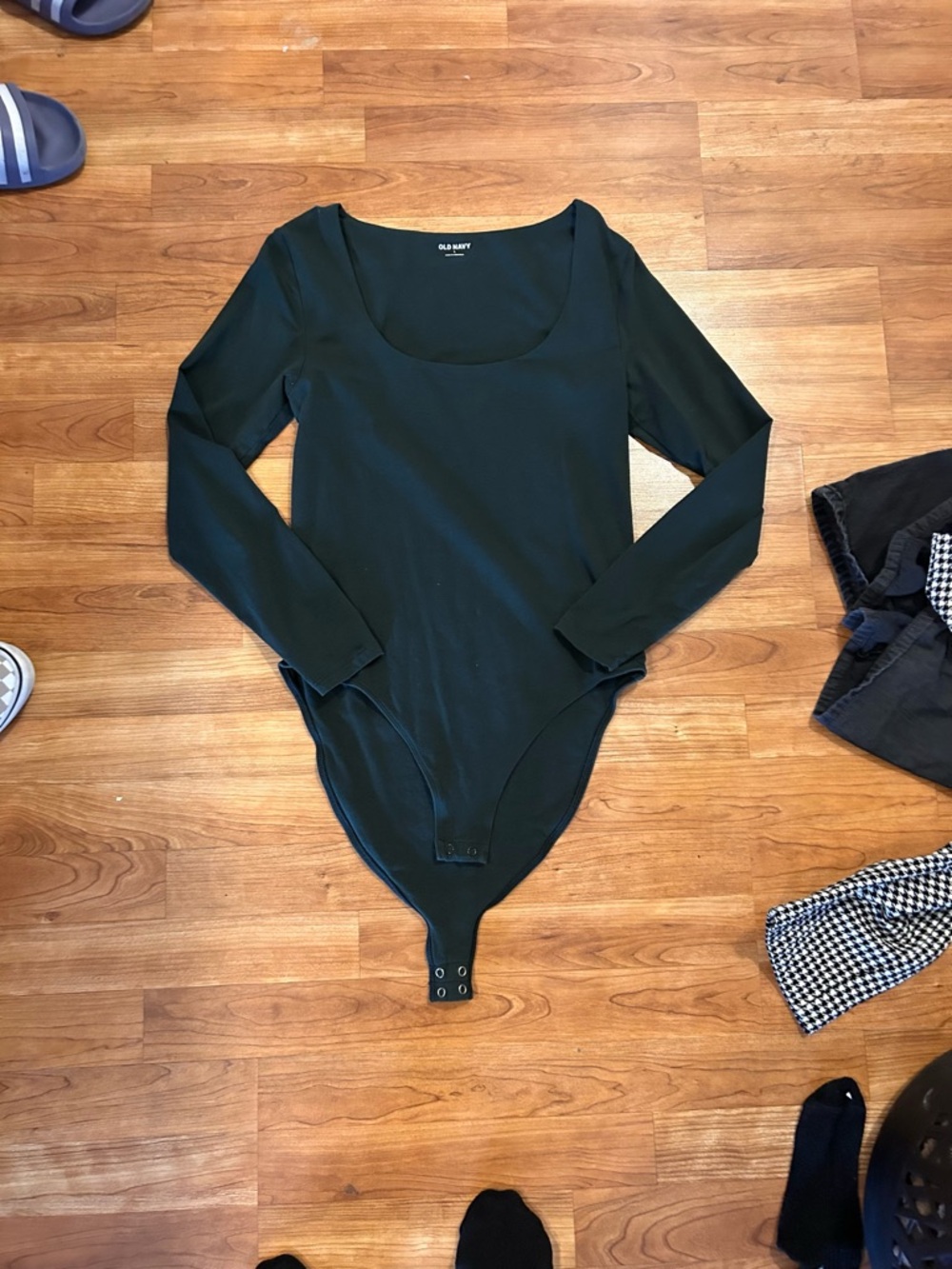 Old Navy Dark Green Long Sleeve Scoop Neck Bodysuit